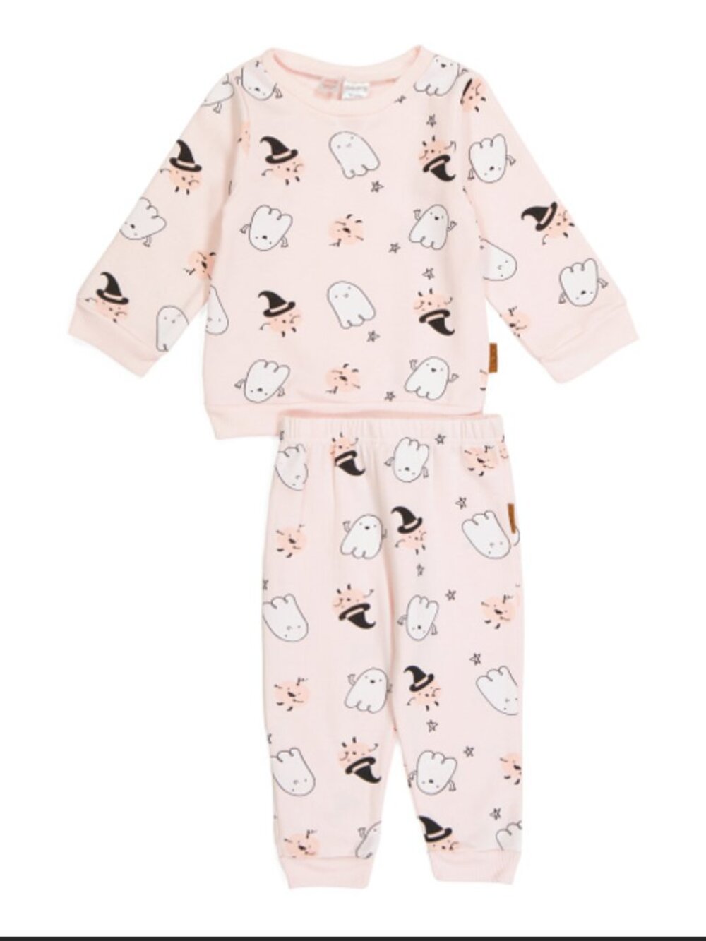 NWT LILA & JACK Infant Girls 2pc Pumpkin And Ghosts Printed Sweatsuit Set